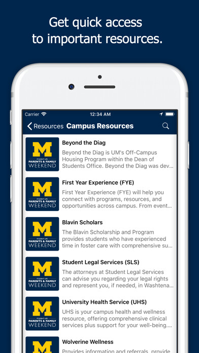Emulate iPhone app U-M Parents & Family Weekend using MyAndroid Emulate iPhone app U-M Parents & Family Weekend using MyAndroid