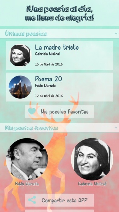 Emulate iPhone app Una Poesía al Día using MyAndroid