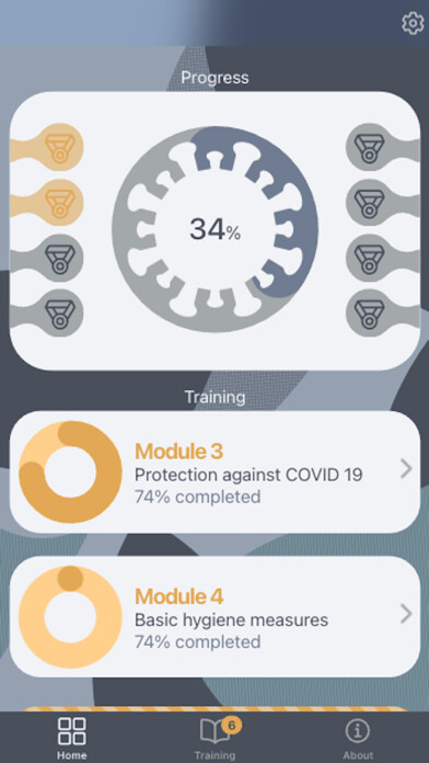 Emulate iPhone app UNCOVID-19 e-learning using MyAndroid