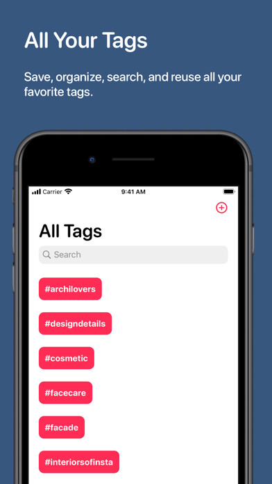 Emulate iPhone app Underscore - Hashtag Manager using MyAndroid