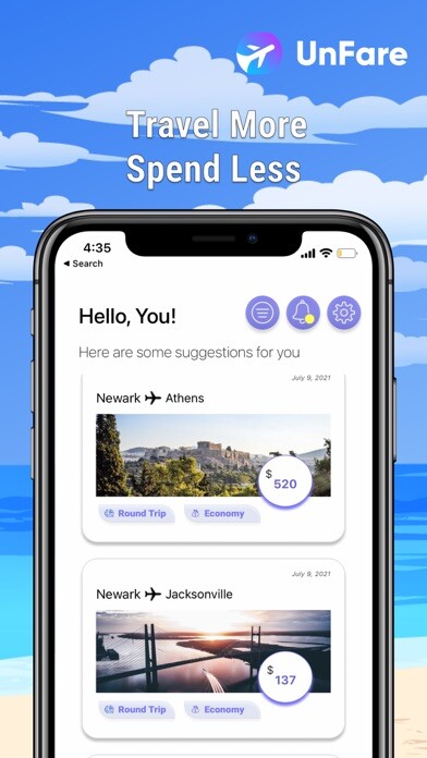 Emulate iPhone app UnFare: Flight Deals using MyAndroid