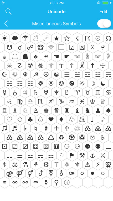 Emulate iPhone app Unicode Map and Code Table using MyAndroid