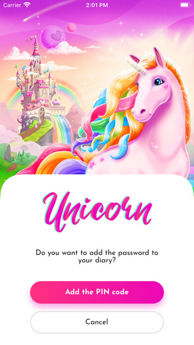 Emulate iPhone app Unicorn Diary (with password) using MyAndroid