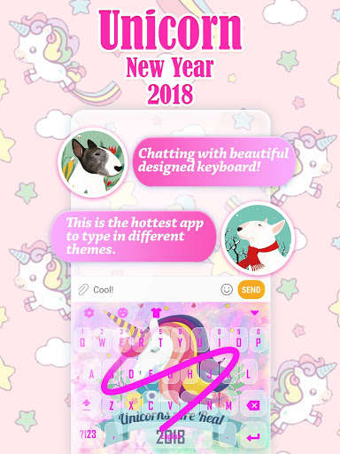 Run android online APK Unicorn New Year 2018 Keyboard Theme for Girls from MyAndroid or emulate Unicorn New Year 2018 Keyboard Theme for Girls using MyAndroid