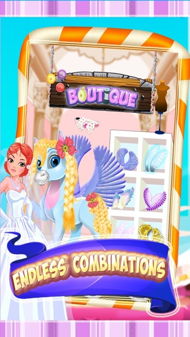 Emulate iPhone app Unicorn & Pony Wedding Day - A virtual pet horse marriage makeover game using MyAndroid