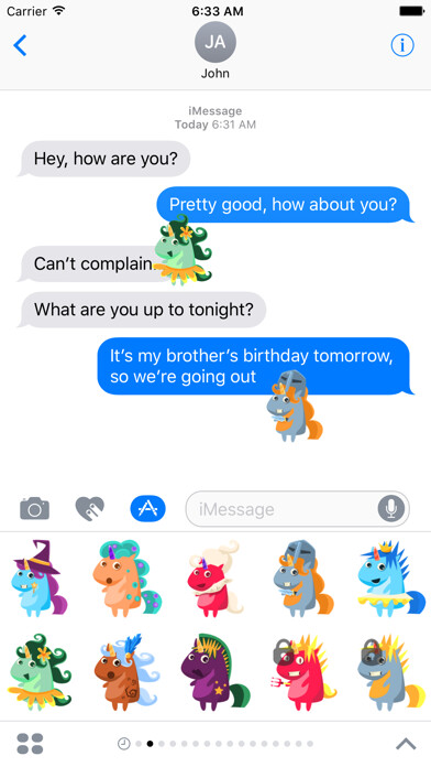 Emulate iPhone app Unicorn Sticker Set using MyAndroid