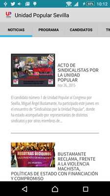 Emulate Android APK Unidad Popular Sevilla