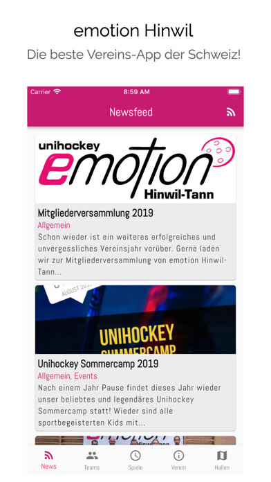 Emulate iPhone app Unihockey emotion Hinwil-Tann using MyAndroid Emulate iPhone app Unihockey emotion Hinwil-Tann using MyAndroid