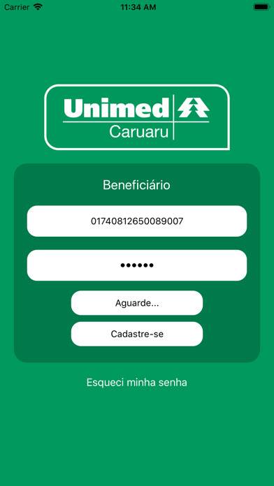 Emulate iPhone app Unimed Caruaru Otimize using MyAndroid