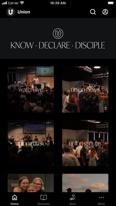 Emulate iPhone app Union Church San Clemente using MyAndroid