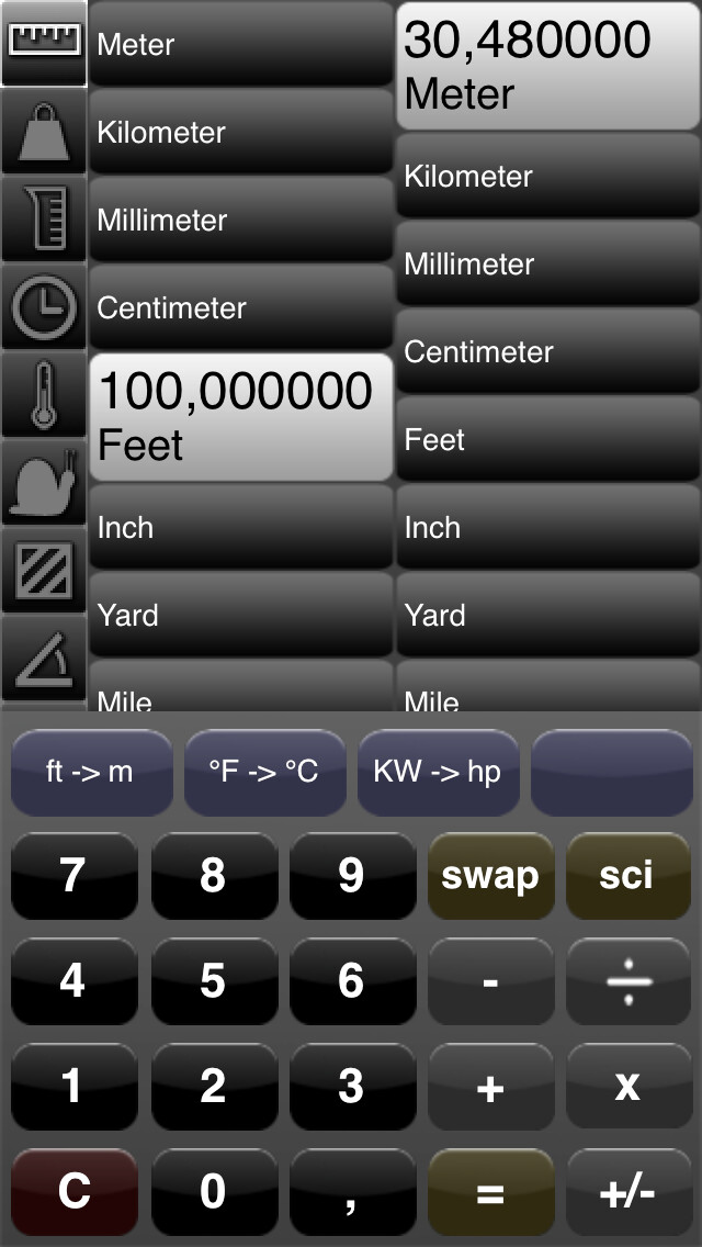 Emulate iPhone app Unit Conversion - Converter and Calculator using MyAndroid