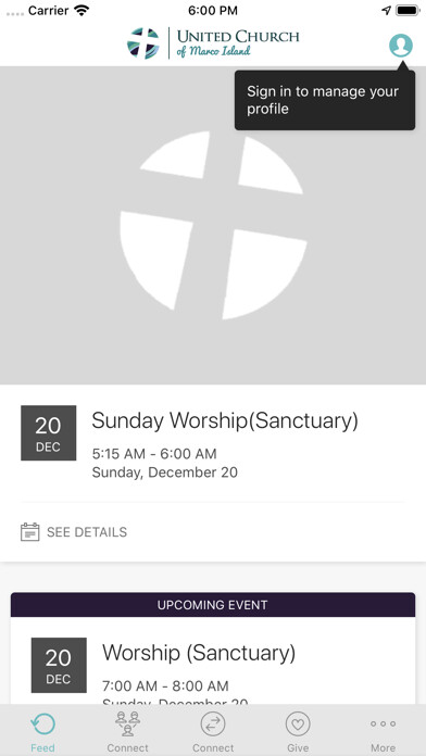 Emulate iPhone app United Church of Marco Island using MyAndroid