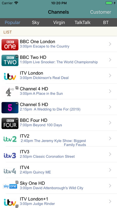 Emulate iPhone app United Kingdom TV Guide using MyAndroid Emulate iPhone app United Kingdom TV Guide using MyAndroid
