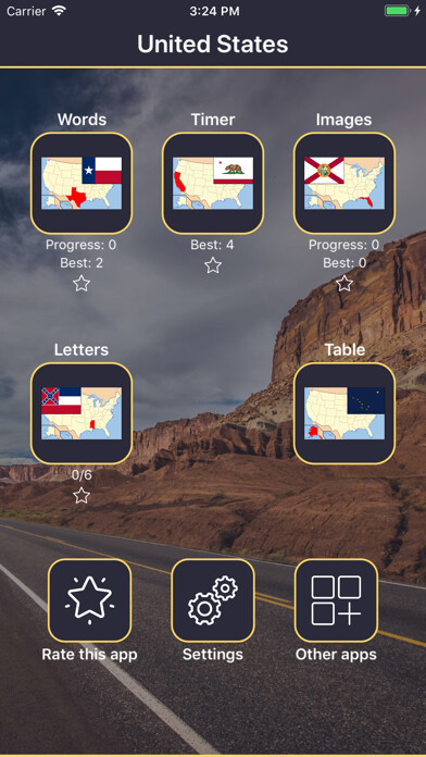 Emulate iPhone app United States of America quiz using MyAndroid