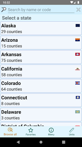 Run android online APK United States Zip (Postal) Codes from MyAndroid or emulate United States Zip (Postal) Codes using MyAndroid