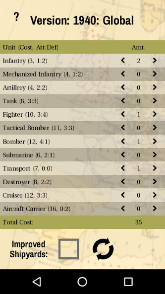 Run android online APK Unit Purchase Calculator for Axis Allies Game from MyAndroid or emulate Unit Purchase Calculator for Axis Allies Game using MyAndroid Run android online APK Unit Purchase Calculator for Axis Allies Game from MyAndroid or emulate Unit Purchase Calculator for Axis Allies Game using MyAndroid