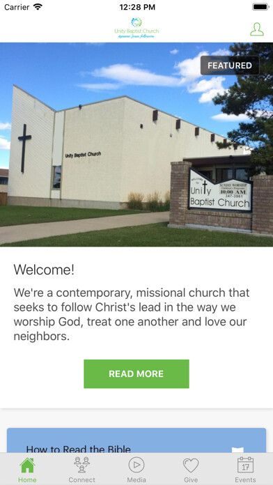 Emulate iPhone app Unity Baptist Church using MyAndroid