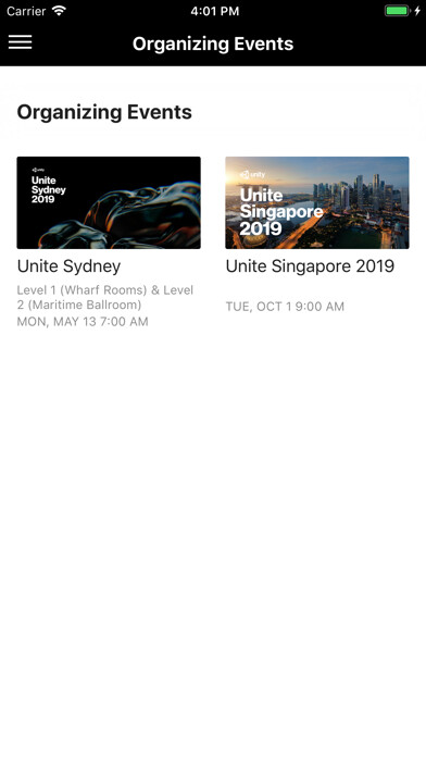 Emulate iPhone app Unity Meetup Organizer using MyAndroid