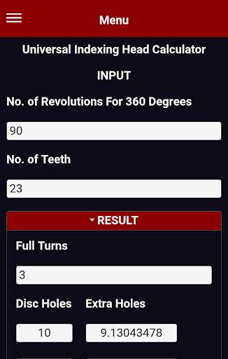 Emulate Android APK Universal Dividing Indexing Head Calculator