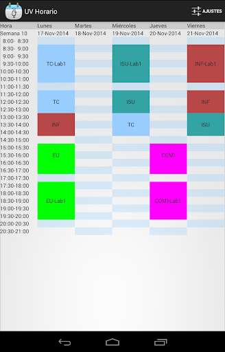 Emulate Android APK Universidad Valencia horario