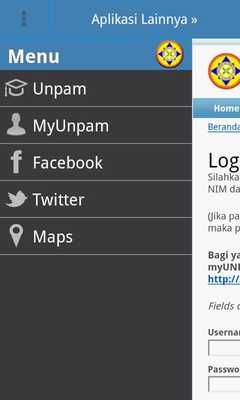Emulate Android APK Universitas Pamulang Launcher
