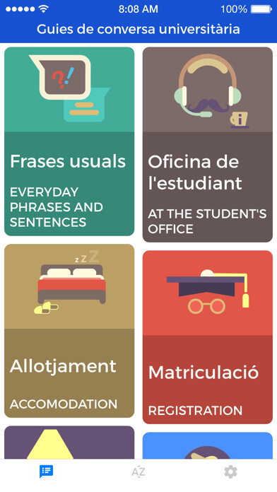 Emulate iPhone app University Conversation Guides using MyAndroid