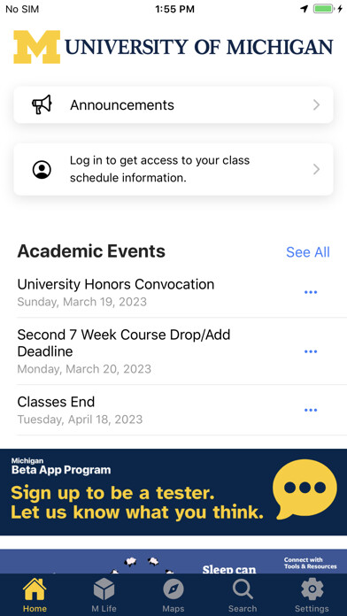Emulate iPhone app University of Michigan using MyAndroid