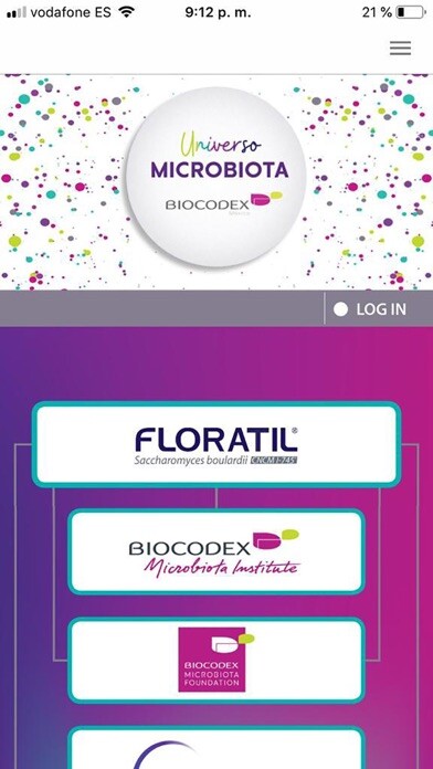 Emulate iPhone app Universo Microbiota using MyAndroid
