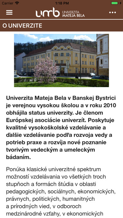 Emulate iPhone app Univerzita Mateja Bela v Bansk using MyAndroid