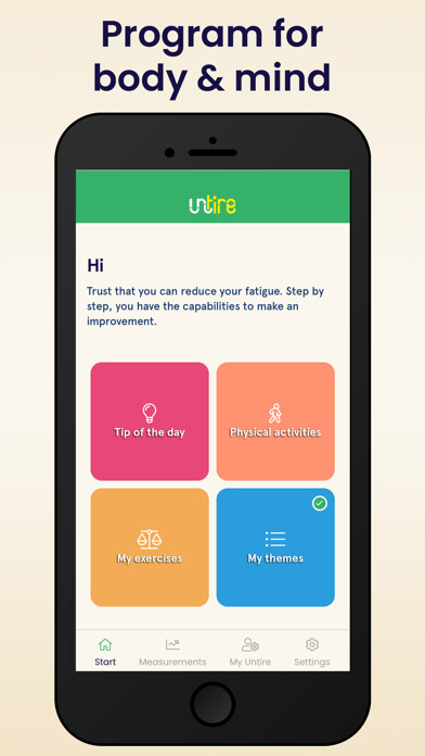 Emulate iPhone app Untire: Beating cancer fatigue using MyAndroid