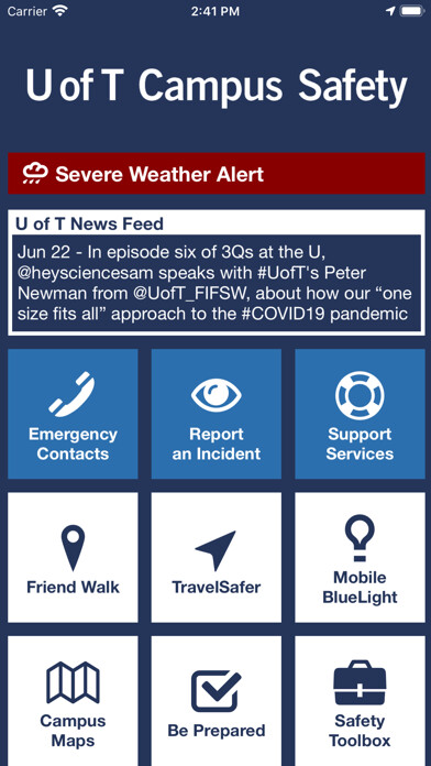 Emulate iPhone app U of T Campus Safety using MyAndroid