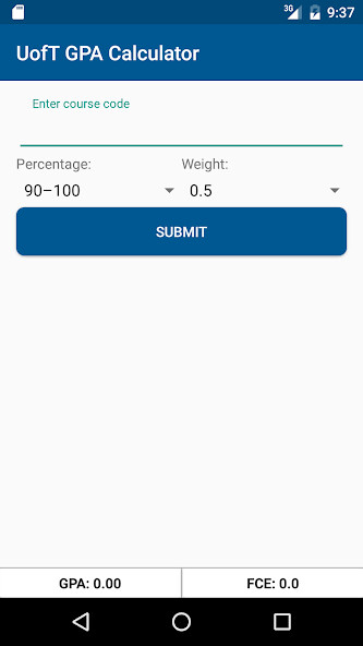 Run android online APK UofT GPA Calculator from MyAndroid or emulate UofT GPA Calculator using MyAndroid