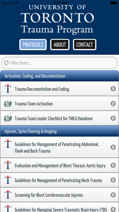 Emulate iPhone app U of T Trauma Protocols using MyAndroid Emulate iPhone app U of T Trauma Protocols using MyAndroid