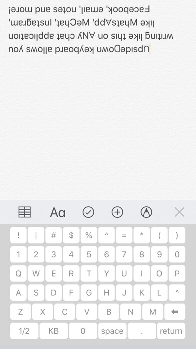 Emulate iPhone app uʍopǝpısd∩ - Write Upside Down using MyAndroid