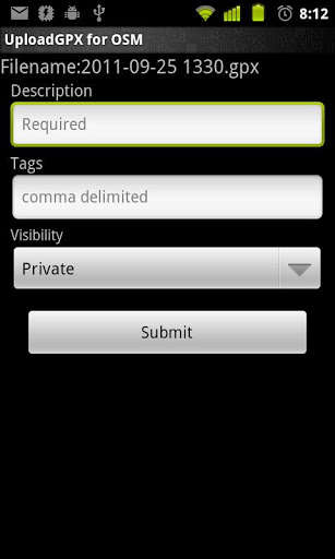 Emulate Android APK UploadGPX for OSM