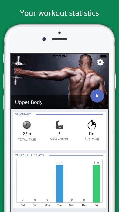 Emulate iPhone app Upper Body Challenge Workout using MyAndroid