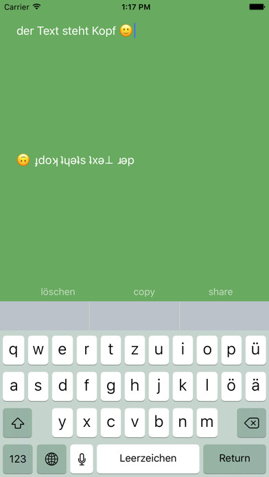 Emulate iPhone app Upside Down Text Lite using MyAndroid