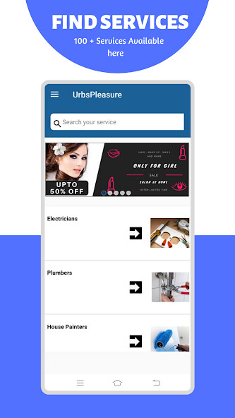 Run android online APK UrbsPleasure  Beauty  Home Services from MyAndroid or emulate UrbsPleasure  Beauty  Home Services using MyAndroid