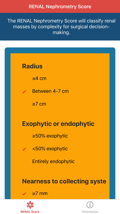 Emulate iPhone app Urology RENAL Nephrometry using MyAndroid