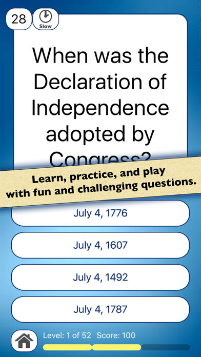 Emulate iPhone app USA American History Quiz using MyAndroid Emulate iPhone app USA American History Quiz using MyAndroid