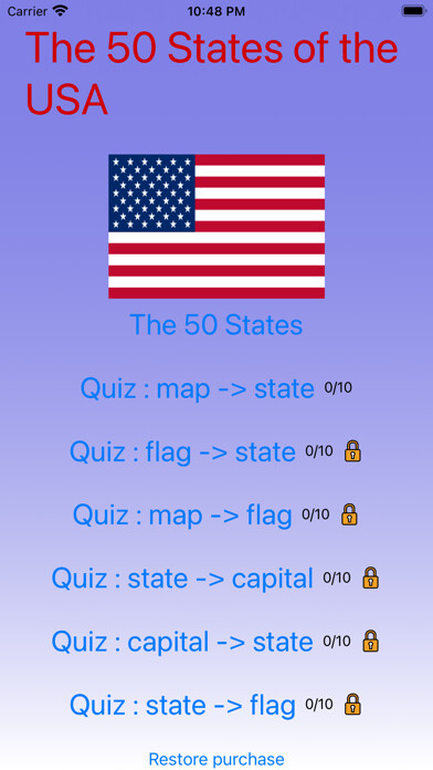 Emulate iPhone app USA Geography - the 50 states using MyAndroid Emulate iPhone app USA Geography - the 50 states using MyAndroid