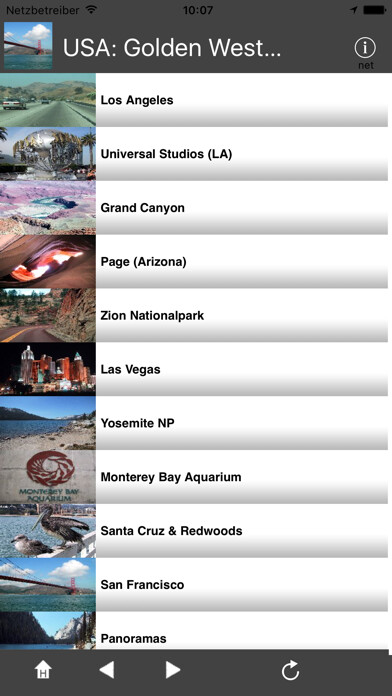 Emulate iPhone app USA: Golden West Tour using MyAndroid