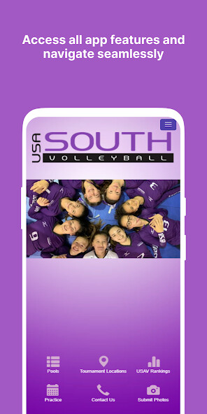 Emulate iPhone app USA South Volleyball using MyAndroid
