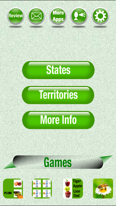 Emulate iPhone app USA States & Capitals. 4 Type of Quiz & Games!!! using MyAndroid