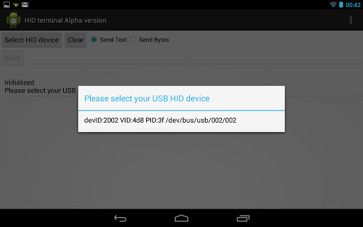 Run android online APK USB HID TERMINAL from MyAndroid or emulate USB HID TERMINAL using MyAndroid