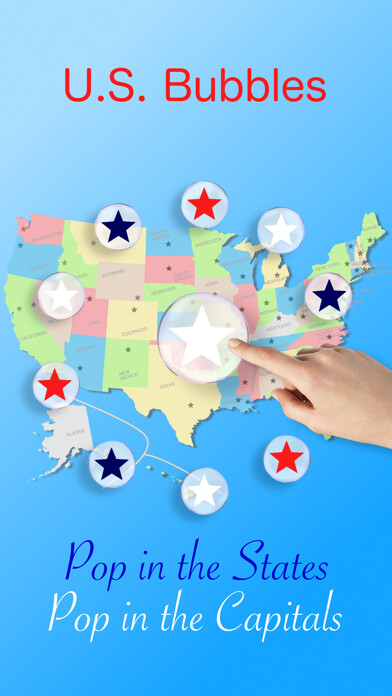 Emulate iPhone app U.S. bubbles lite: US map quiz using MyAndroid