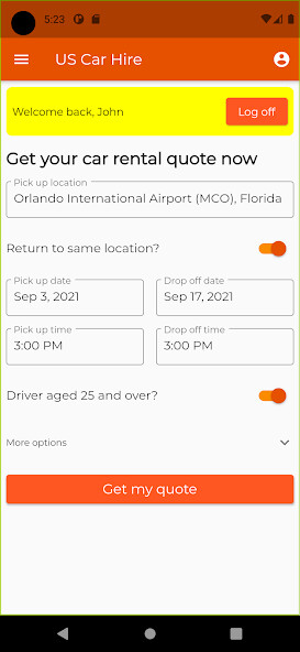 Run android online APK US Car Hire - USA Car Rentals from MyAndroid or emulate US Car Hire - USA Car Rentals using MyAndroid