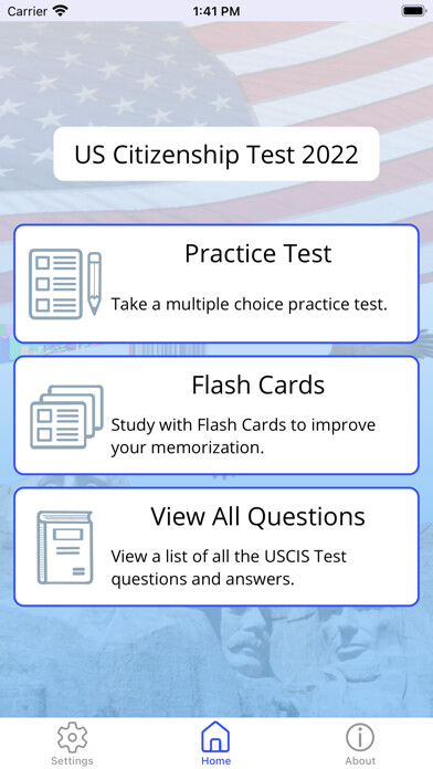 Emulate iPhone app US Citizenship Test App 2023 using MyAndroid