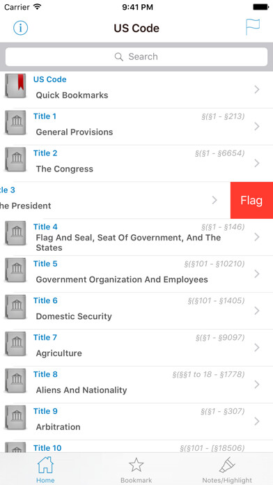 Emulate iPhone app US Code, Title 1 to 54 Codes using MyAndroid