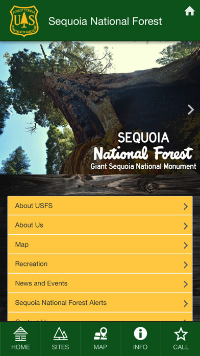 Emulate iPhone app USFS: Sequoia National Forest using MyAndroid Emulate iPhone app USFS: Sequoia National Forest using MyAndroid